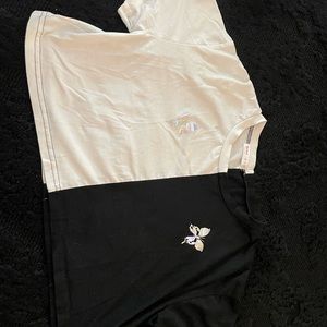 Half White, Half Black Butterfly crop-top. ROMWE, Size Medium.